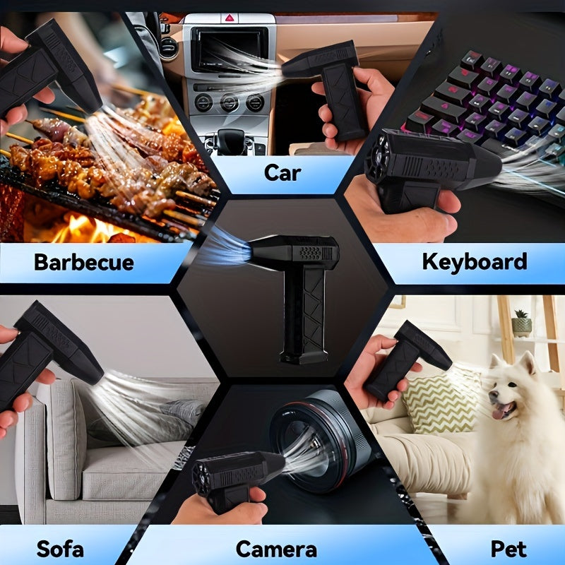 High-Speed Turbojet Blower Rechargeable USB Dust Remover Black for Car Electronics