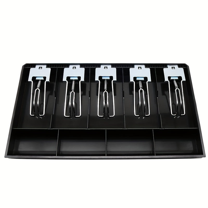 Metal Cash Register Drawer Organizer with 5 Bill Slots and 4 Coin Slots Black