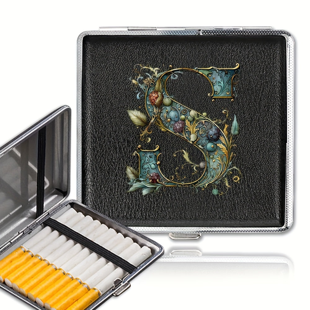 Unisex zanglamaydigan po'latdan yasalgan sigareta qutisi, 20 ta sigareta uchun, gul naqsh bilan