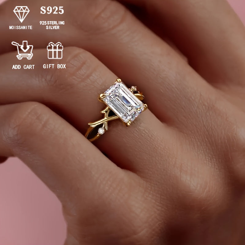 Sterling Silver Moissanite Engagement Ring with Bohemian Tree Branch Design 2 Carat