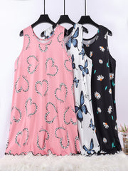 Women's Sleeveless Nightgowns 3-Pack Summer Sleepwear Plus Size Floral Butterflies