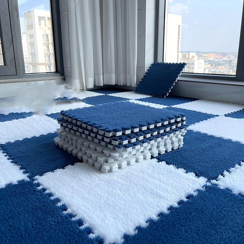 12 Pack Interlocking Rugs Thickened Design Washable Bedroom Closet Carpet Set