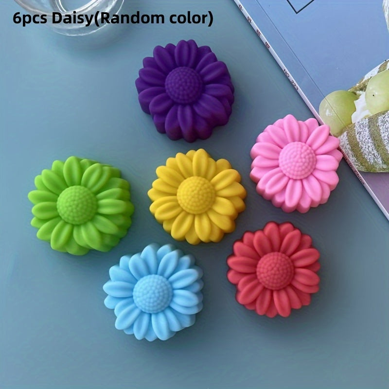 Set of 6 3D Flower Silicone Cake Molds for Jelly Pudding Candle Making