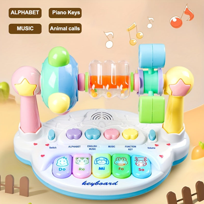 Kids Electronic Music Piano Toy with Lights, Shaking Bells, and Spinning Features