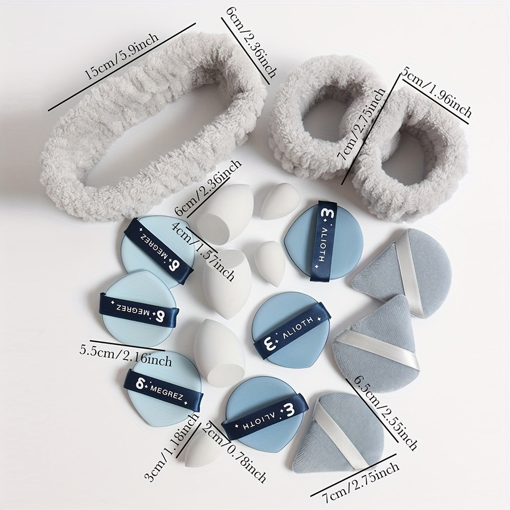 18-Piece Makeup Sponge and Brush Set with Puffs and Accessories for All Skin Types