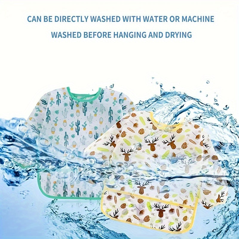 Waterproof Reversible Baby Bibs with Cute Animal and Fruit Designs for Mealtime and Play