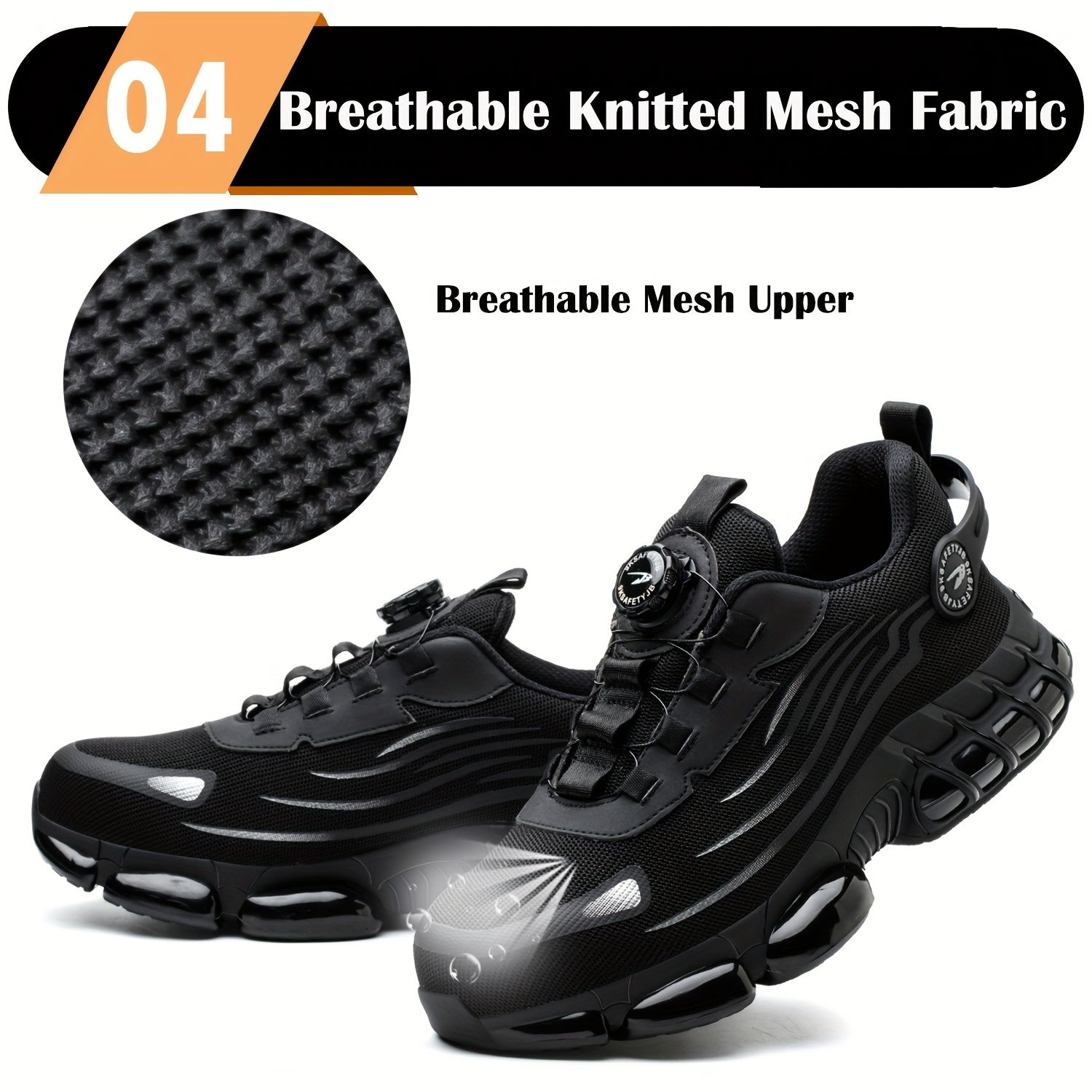 Zapatos de trabajo de acero para todas las estaciones para hombres con puntera anti-pinchazos y cierre giratorio