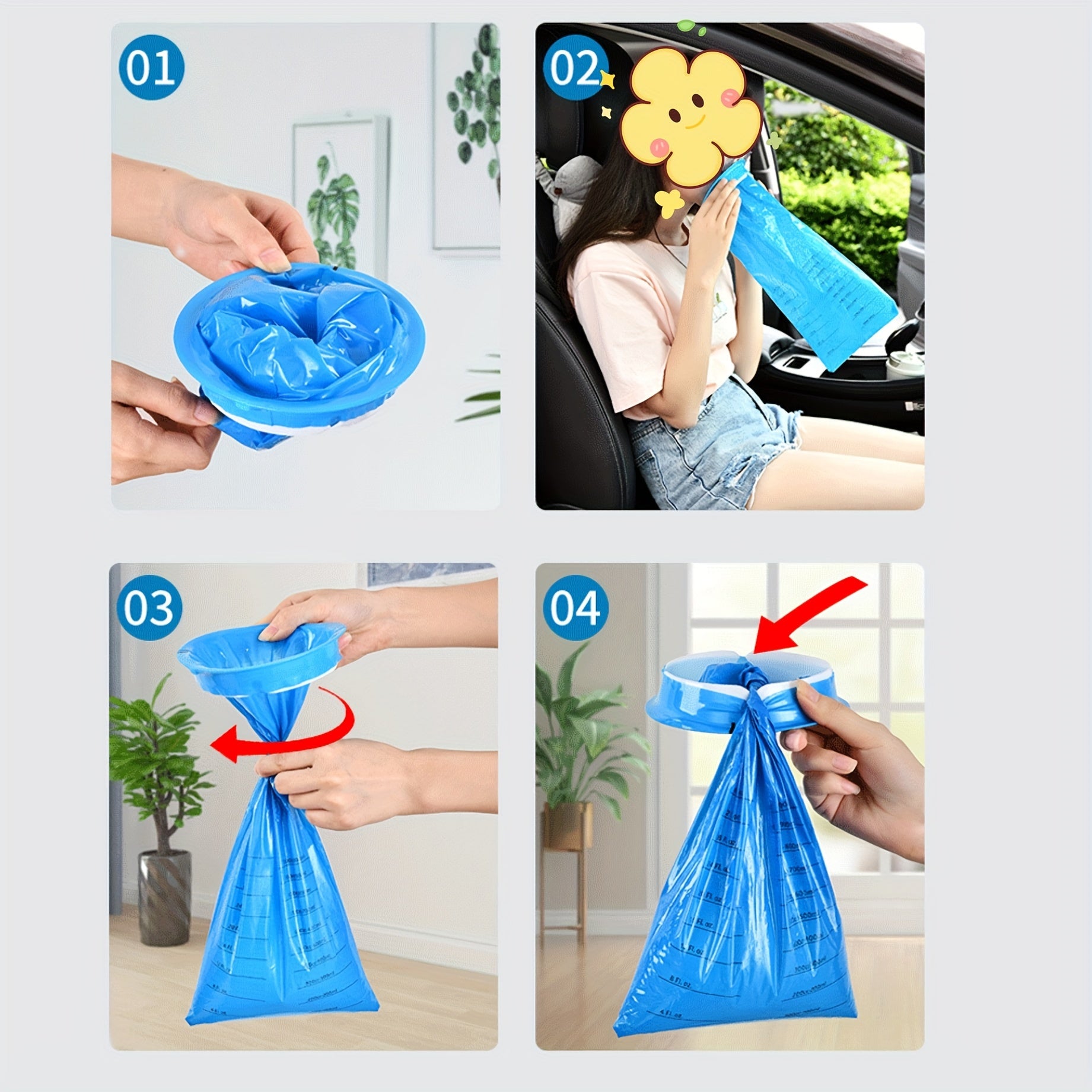 5Pcs Portable Disposable Vomit Bags for Travel Hospital School