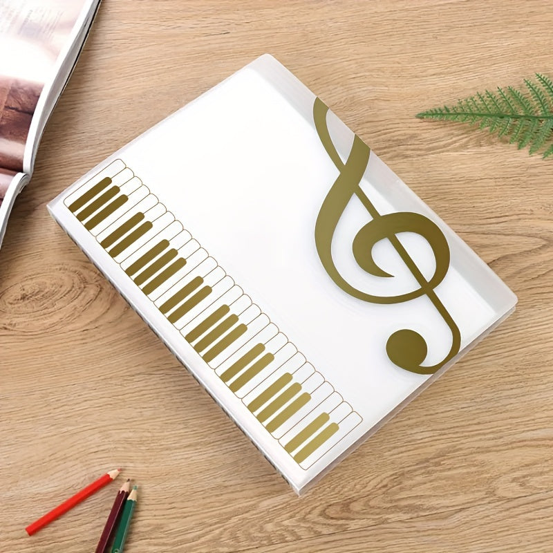 40-Pocket Music Folder for Sheet Music and Files White Black PP Material