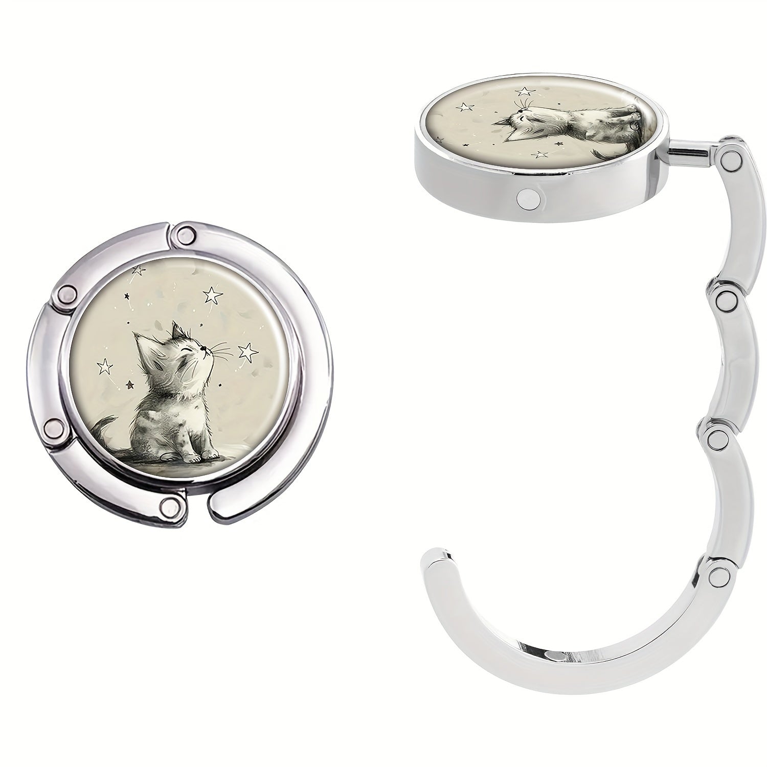 Trendy Cat and Stars Foldable Handbag Hook for Dining and Nightlife
