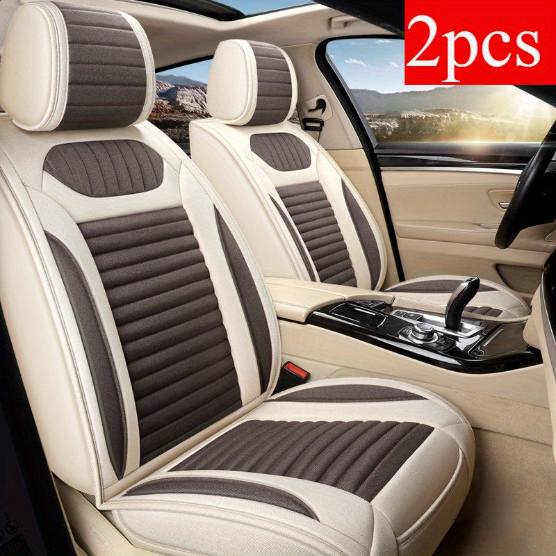 2PCS fundas de asiento de coche de lino premium ajuste universal cobertura total para todas las estaciones