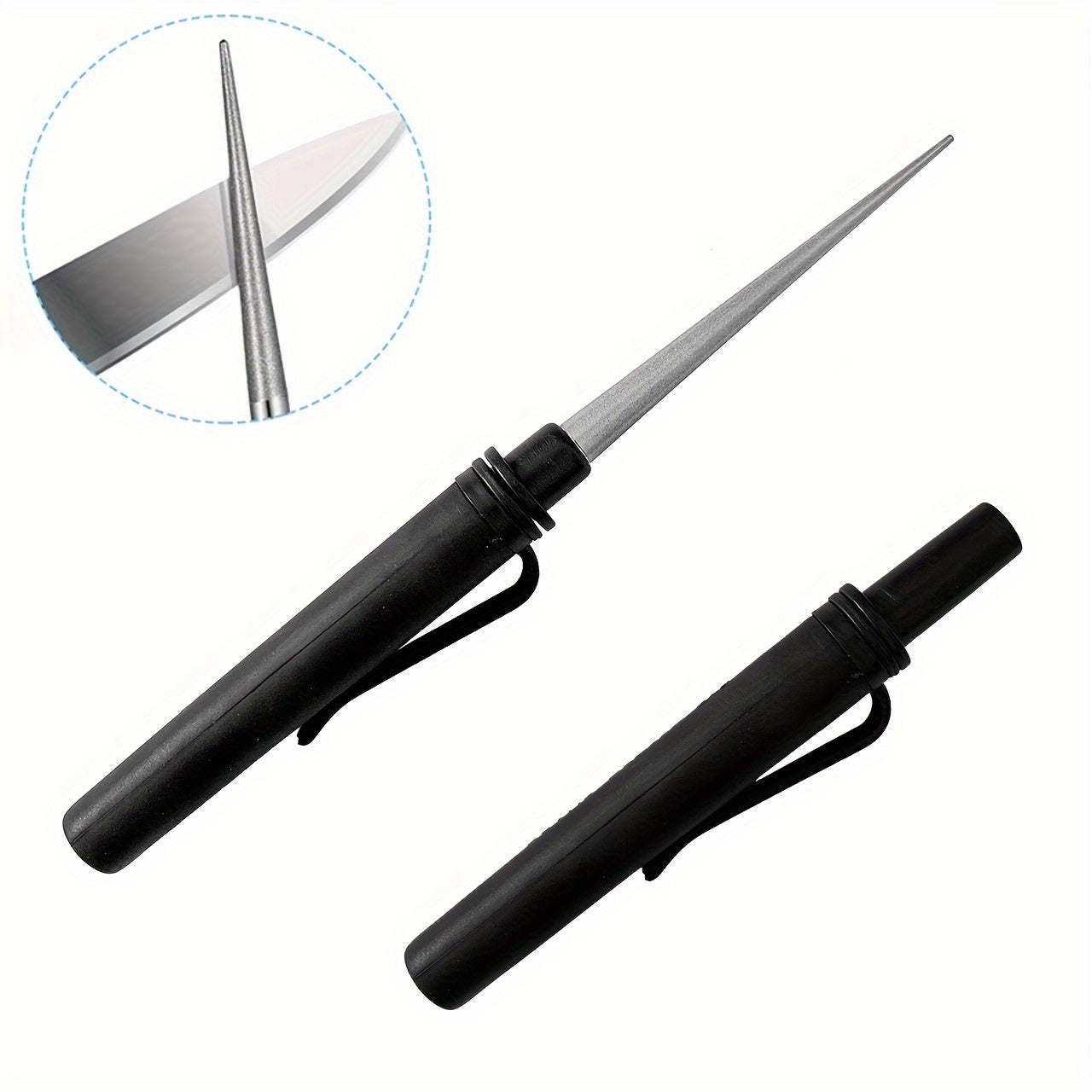 Piedra de afilado de diamante portátil con varilla retráctil para anzuelos de pesca, cuchillos, hojas, caza y pesca al aire libre