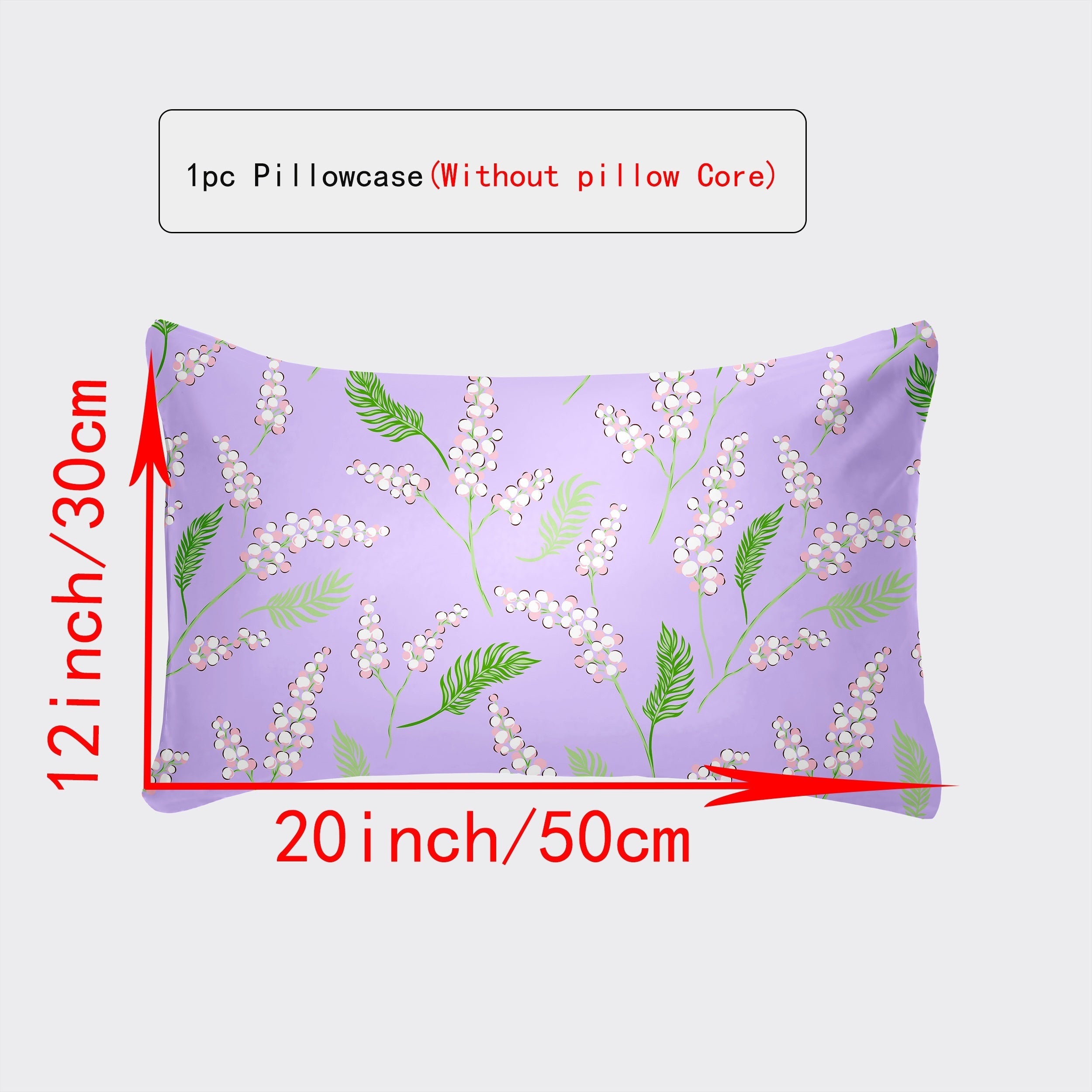 Breathable Pillowcase with Envelope Closure in Multiple Sizes and Floral Patterns