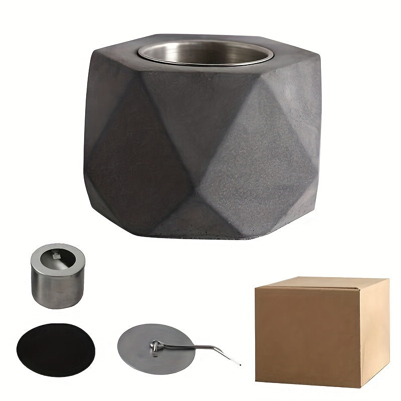 Portativ Mini Spirtli Yoqilg'i Yoqish Teshigi, Tutun chiqarmaydigan Beton Stol Ustiga, O't o'chiruvchi bilan birga - Ichki va Tashqi Bezash uchun Ideal, Qish uchun Ventilyatsiyalangan Metall Kamina