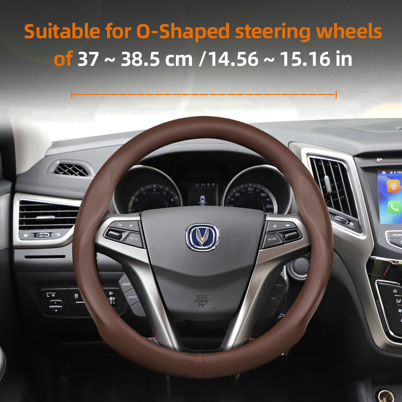 Universal Breathable PU Leather Steering Wheel Cover for Cars Black Burgundy Brown