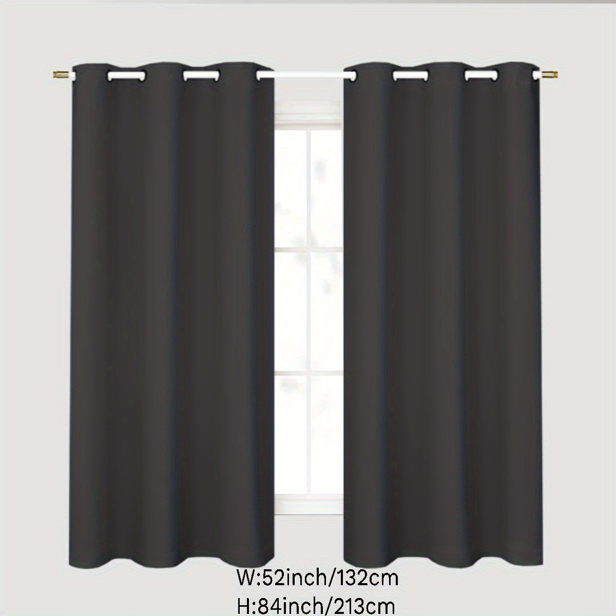 Gray Blackout Curtains for Bedroom Living Room Thermal Insulation Noise Reduction 1PC