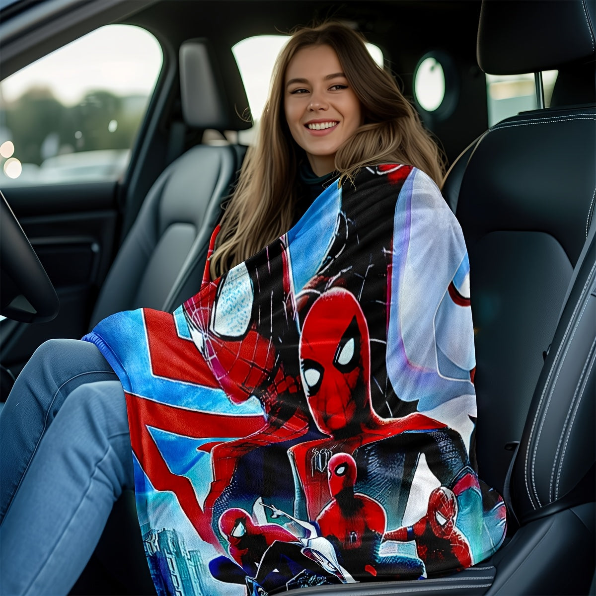 Spider-Man Themed Decorative Blankets for Bed Couch Travel Polyester Knitted