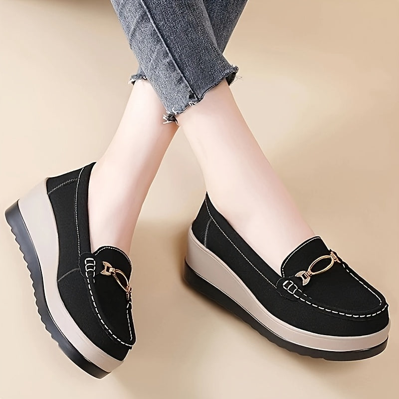 Women's Slip-On Chunky Platform Loafers Synthetic Casual Shoes All-Season