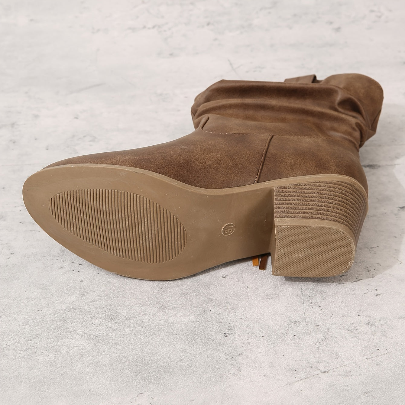 Women Faux Leather Ankle Boots with Tassel Details Chunky Heel Zipper