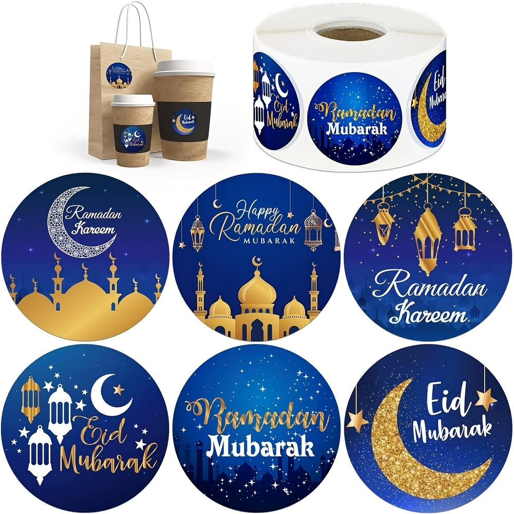 Ramadan Kareem Stickers Set 500 Pieces Mosque Lantern Star Gift Wrapping Decoration