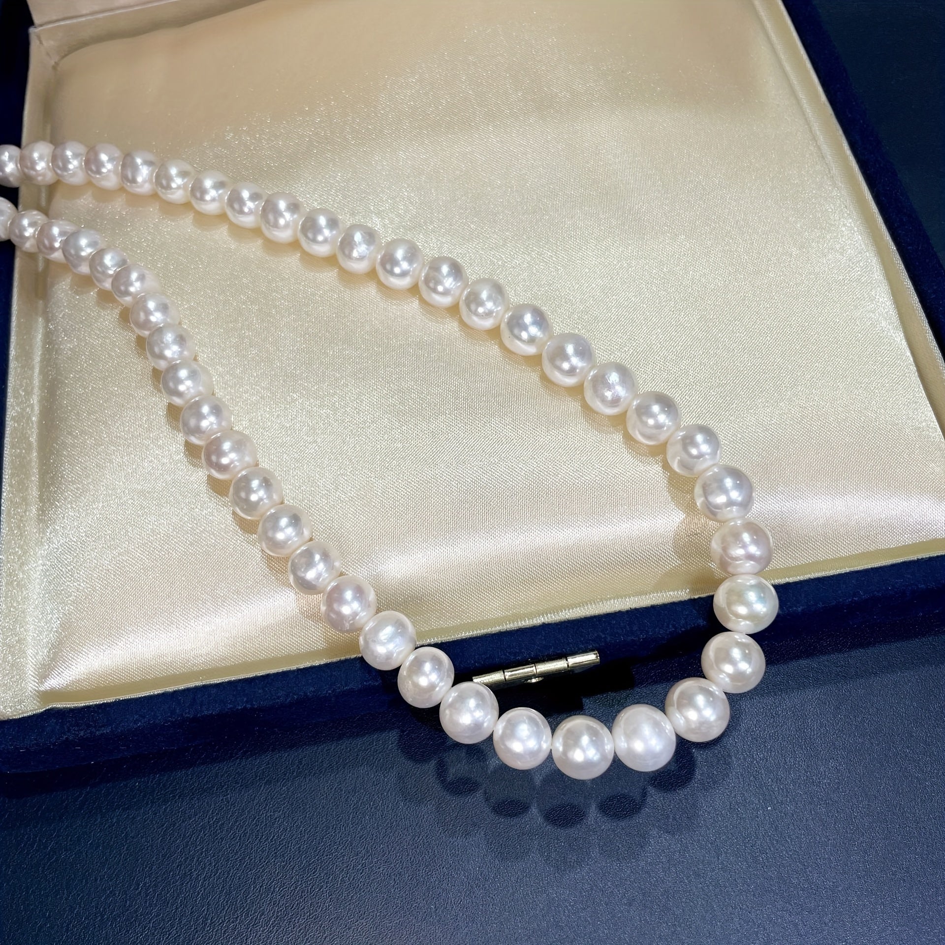 Women's Pearl Beaded Necklace with Zirconia Accents and Gift Box