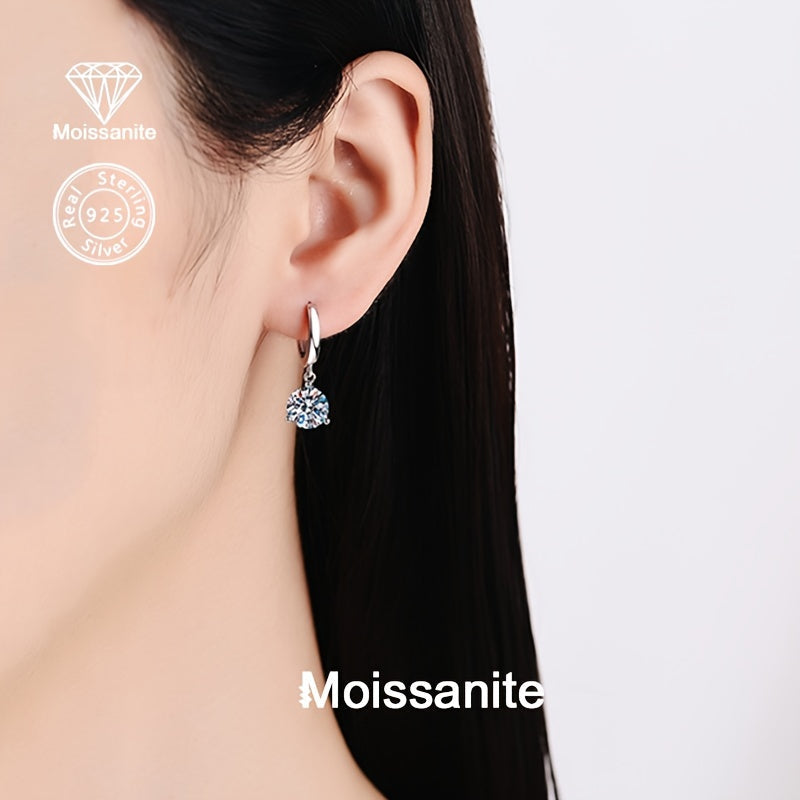925 Silver Earrings with 1 Carat White Moissanite Stones for Gift and Daily Wear