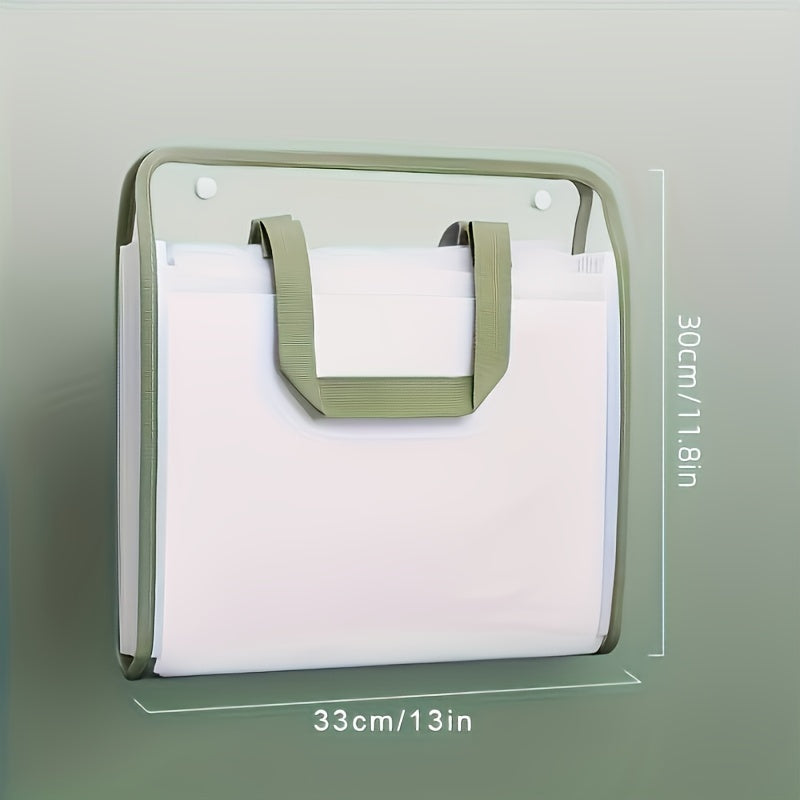 Organizador de archivos A4 de PVC impermeable con 13 bolsillos, portátile blanco para documentos para oficina, escuela y hogar