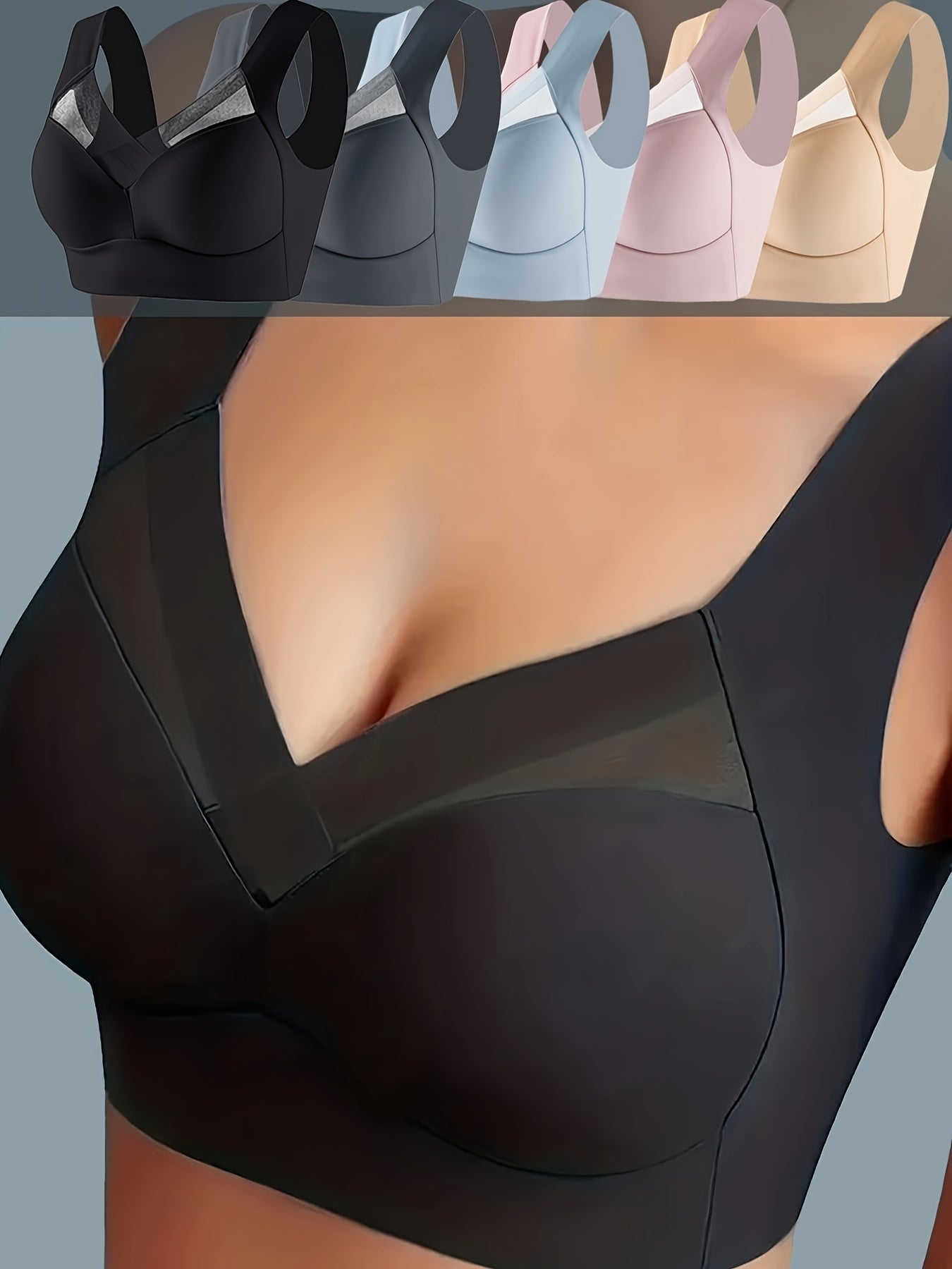 Women's Wireless Push Up Bras with Contrast Mesh Breathable Lingerie