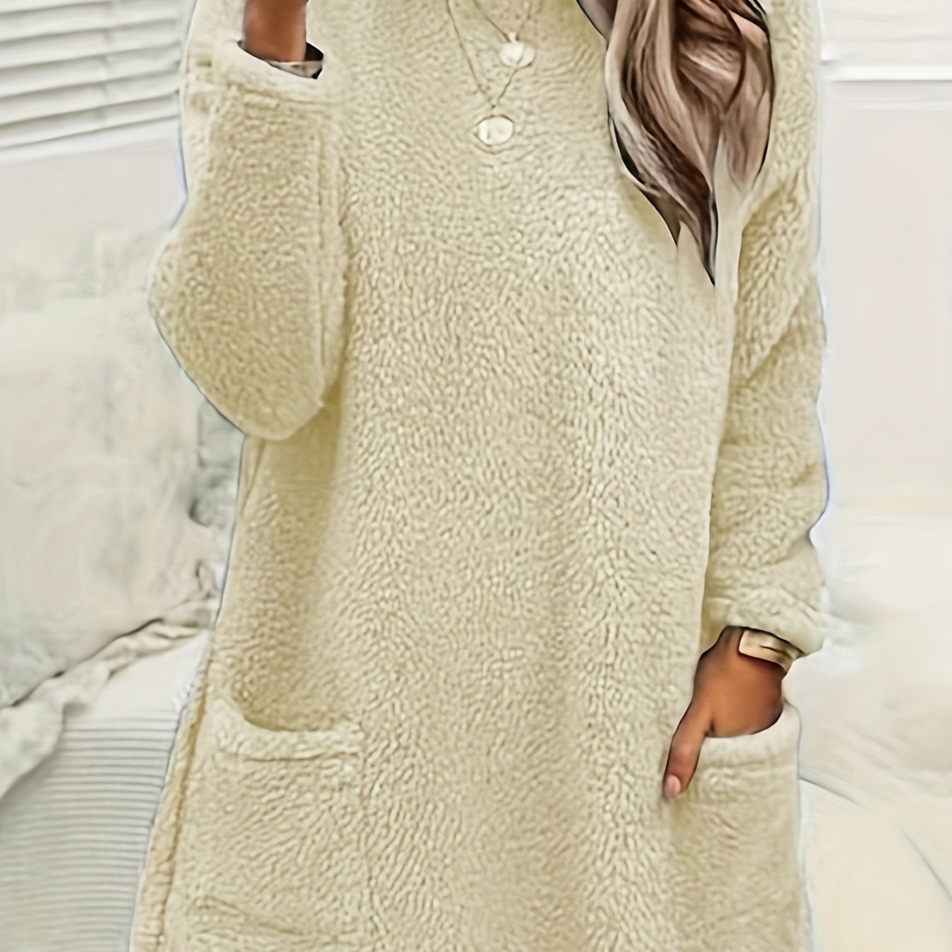 Толстовка женская большого размера из мягкого флиса с длинными рукавами, круглый вырез, пуловер