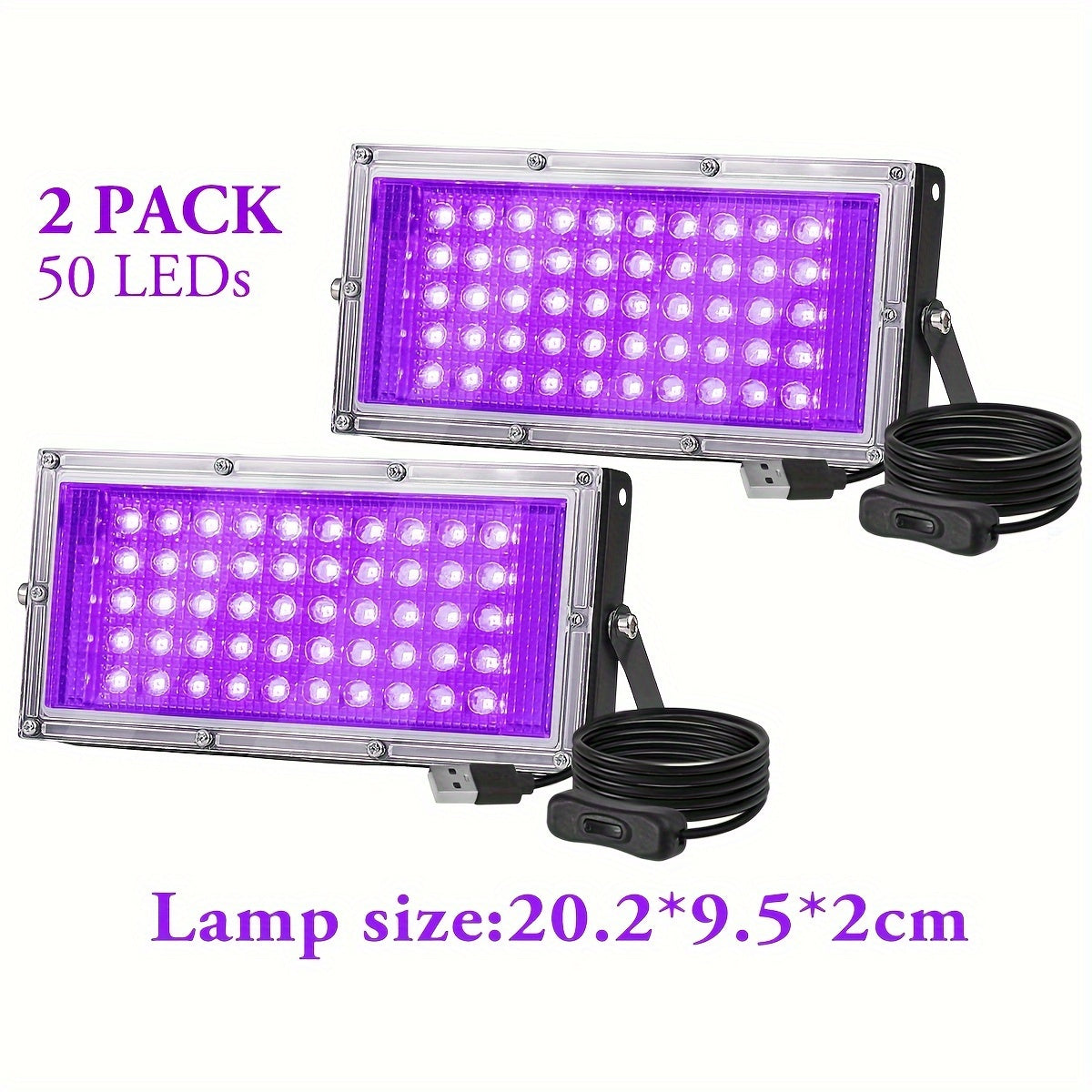 UV Black Light Pack 50/96/144 LEDs USB Powered for Party Halloween Fluorescent Posters