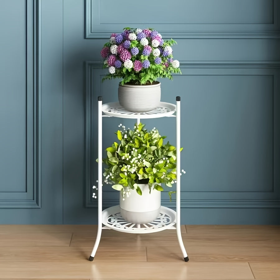 Geometric Metal Hanging Flower Pots Double-Layer Plant Rack Indoor Outdoor Display