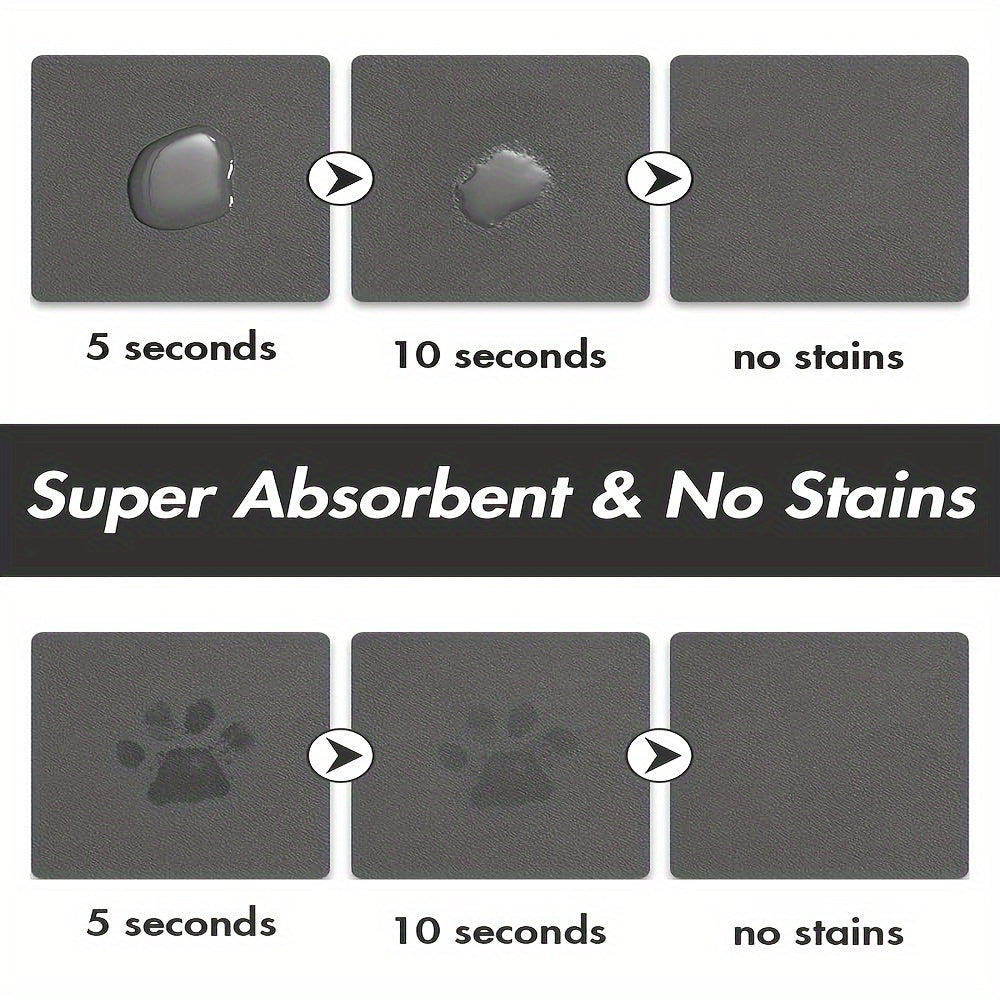 Solid Color Oval Pet Mat Absorbent Food Pad Non-Slip Water Fountain Rug