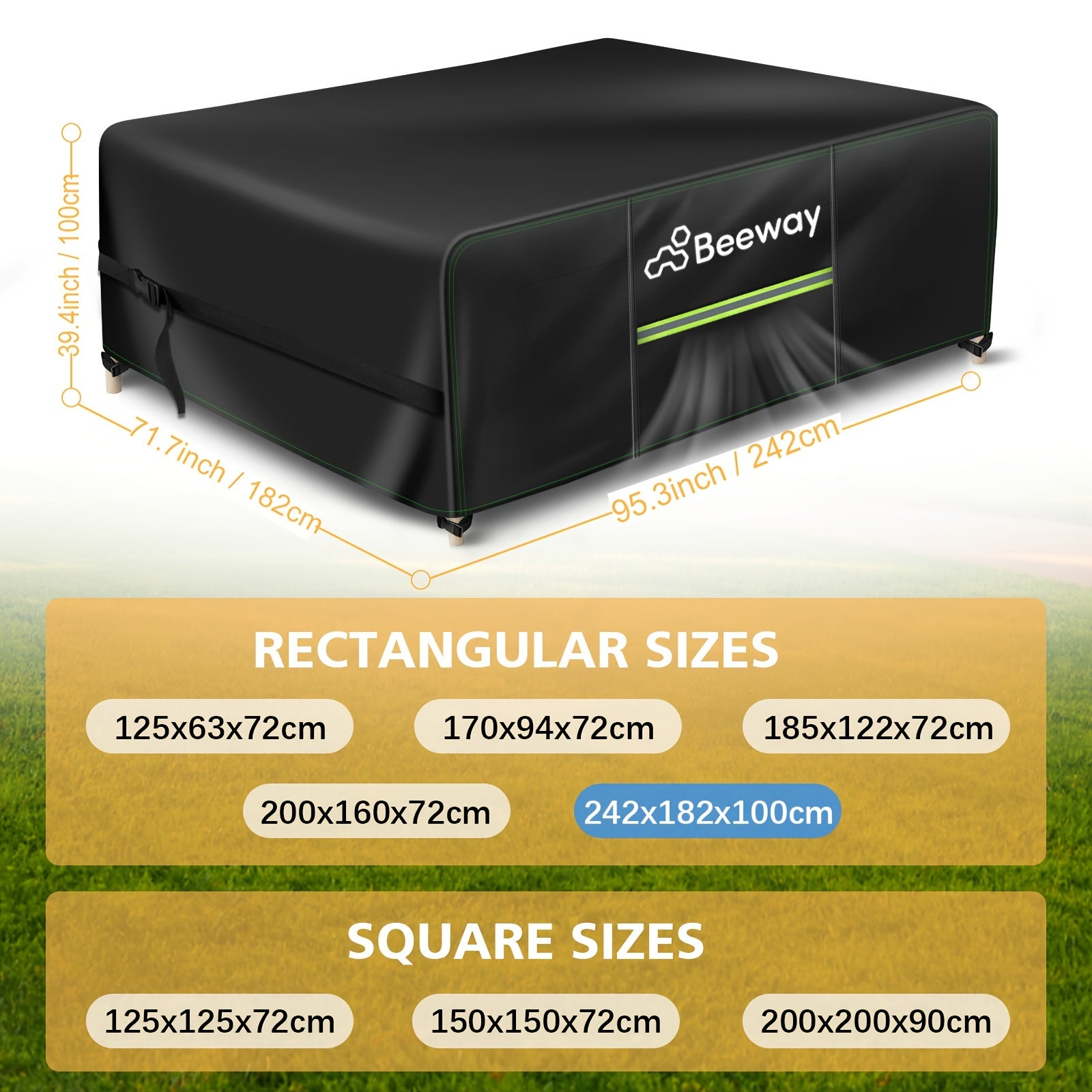 Outdoor Furniture Cover Waterproof Windproof 420D Oxford Fabric with Air Vent Black