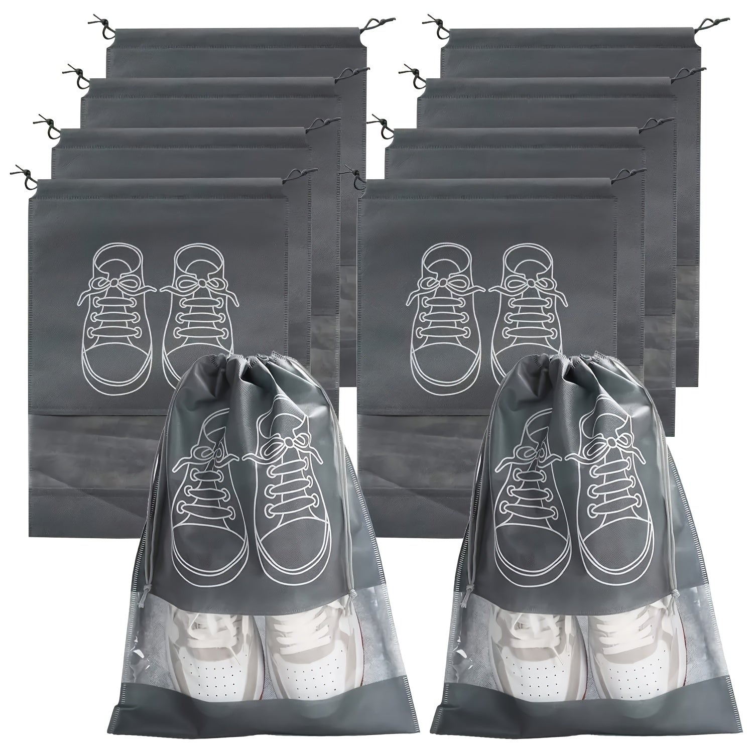 10-to'plam poyabzal saqlash sumkalar, suv o'tkazmaydigan, chiziqli chiziqli sumkalar, sayohat va tashkilot uchun