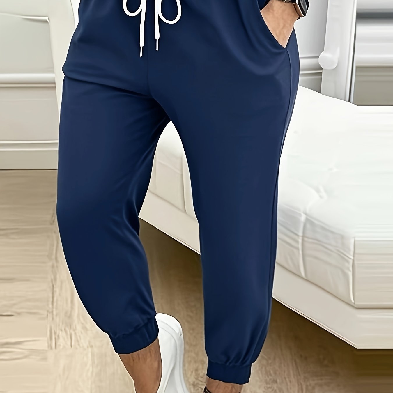 Plus Size Women's Bermuda Capri Pants With Drawstring Waist Black Casual Joggers