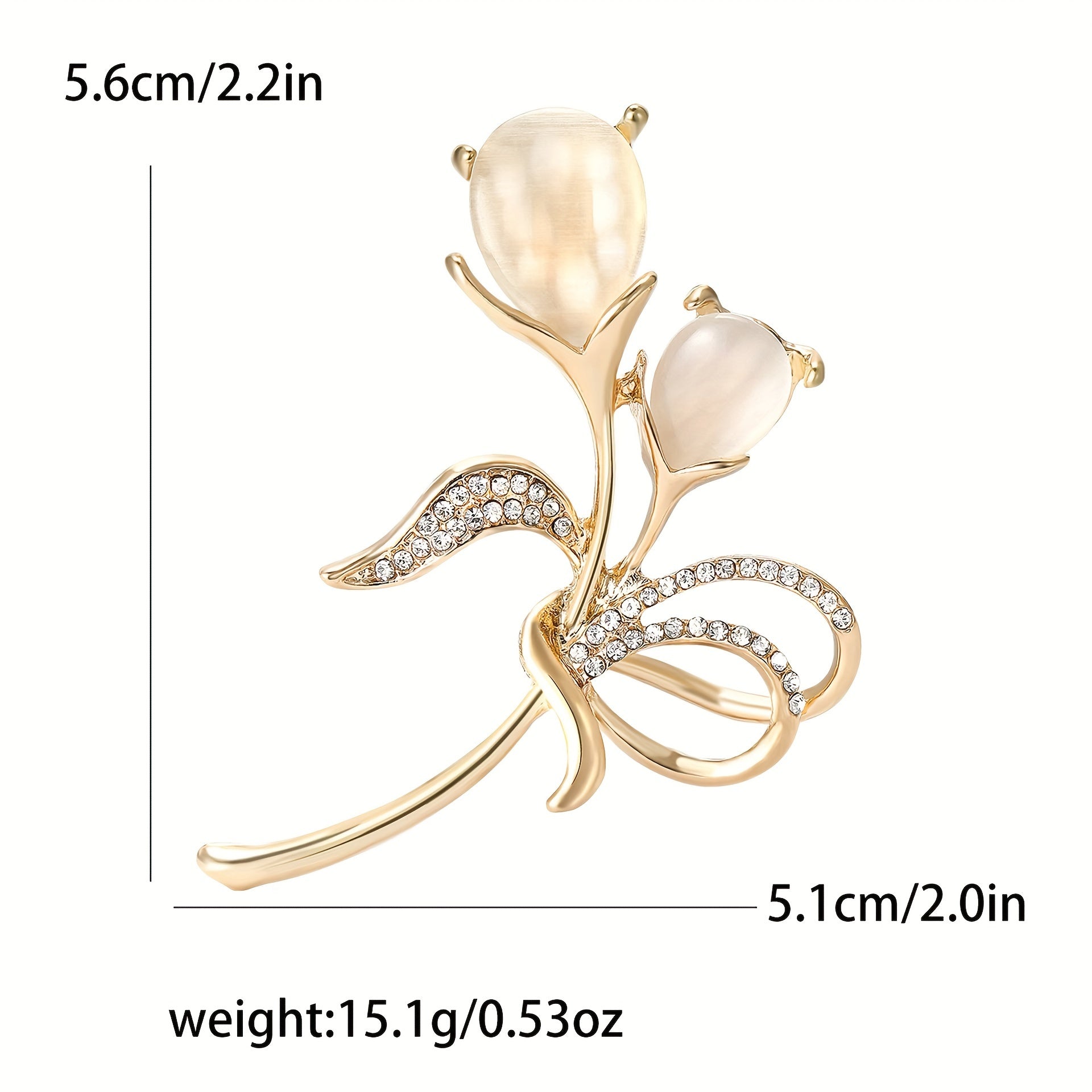 Women's Cat's Eye Stone Flower Brooch Elegant Alloy Jewelry Accessory