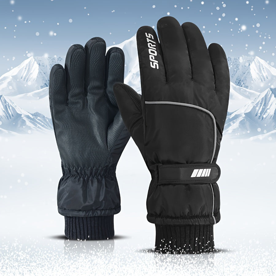 Winter Ski Gloves Touchscreen Compatible Waterproof Windproof Fleece Lined Anti-Slip Grip