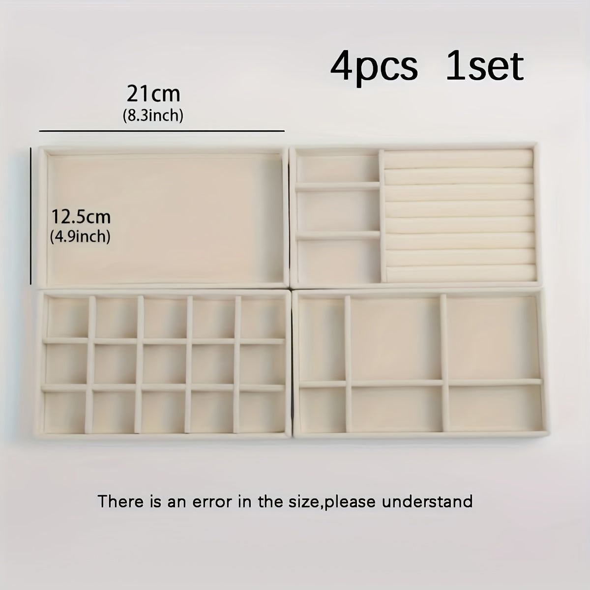 Jewelry Organizer Set with Velvet-Lined Tray and Compartments for Rings Earrings and Necklaces