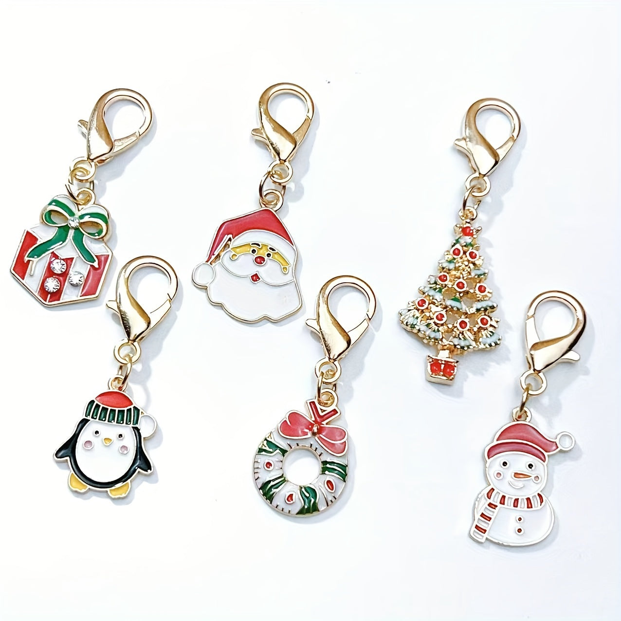 Christmas Keychain Charms Zinc Alloy Festive Holiday Gift Bag Pendants