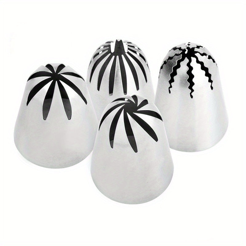 4 ta zanglamas po'latdan yasalgan Rossiya torti pipetkalari - mukammal qoplama va bezash uchun - kekslar, pechene va boshqa shirinliklar uchun ajoyib - pishirish ishqibozlari uchun zarur oshxona asboblari