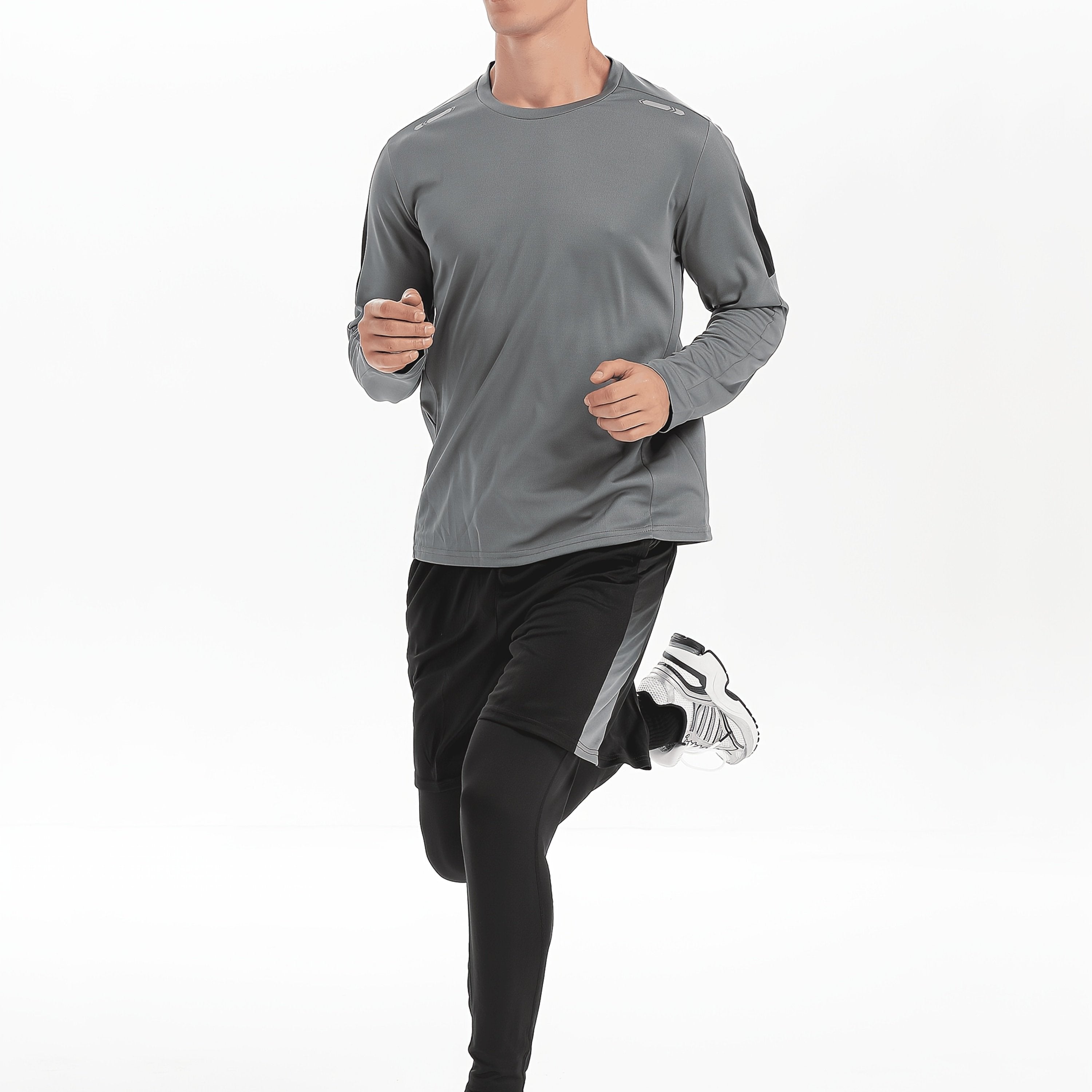 Men's 3-Piece Sports Fitness Suit Breathable Quick-Drying Polyester for Hiking Jogging Cycling