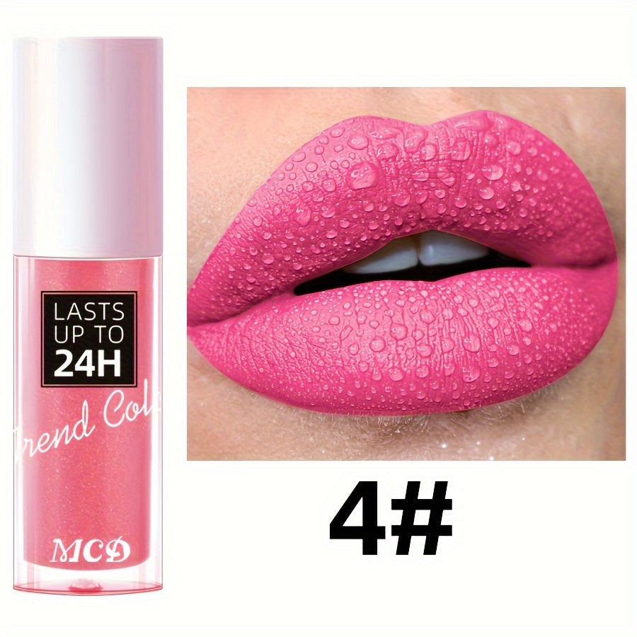 Brillo de labios mate de larga duración para mujer, no pegajoso, con alto pigmento rosa