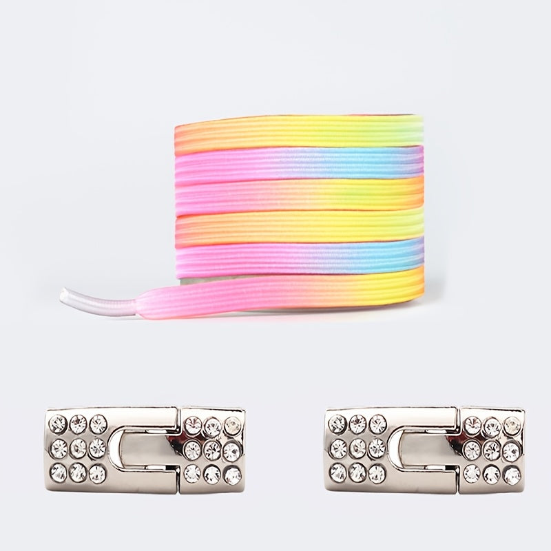 Unisex No-Tie Shoelaces Solid Colors Lightweight Acetate Rivet Details