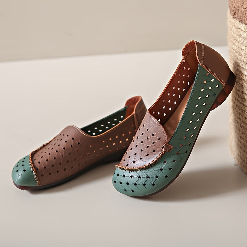 Zapatillas transpirables ligeras para mujer con colores contrastantes y punta cerrada