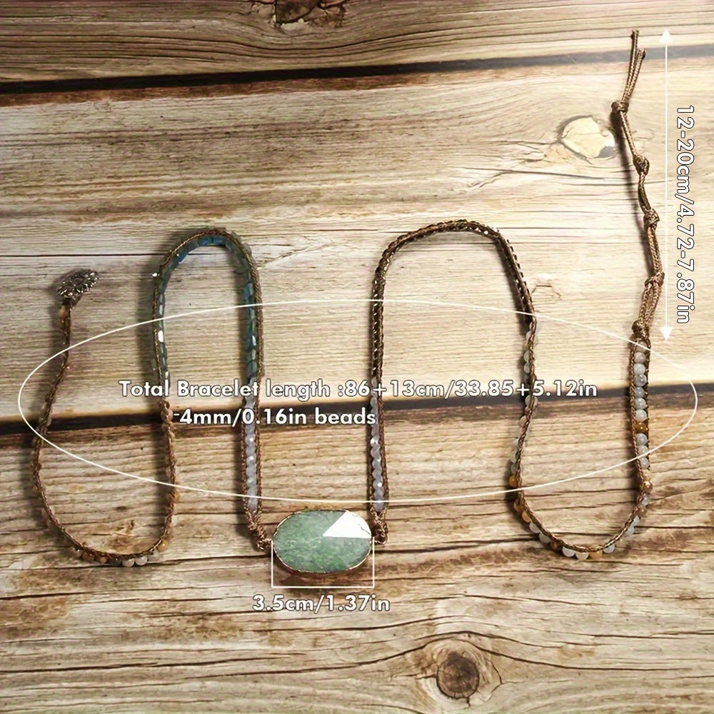 Pulsera ajustable bohemia de vacaciones con cuentas de piedra natural, hematita de vidrio, 5 hilos, corazón naranja, conexión gris