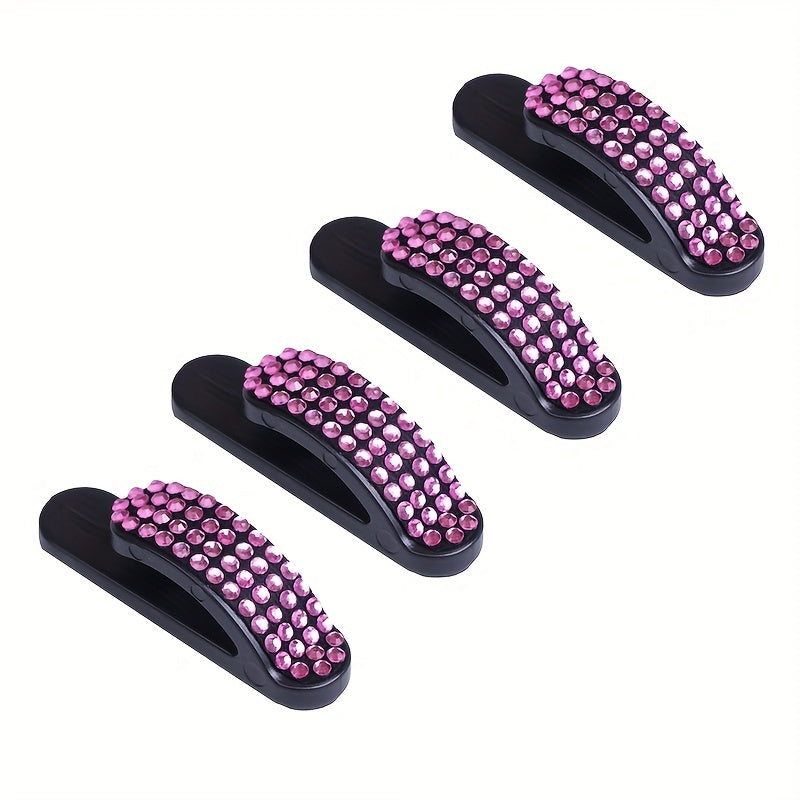 4 Pcs Bling Car Hooks Adhesive Rhinestone Auto Organizer for Keys USB Cables