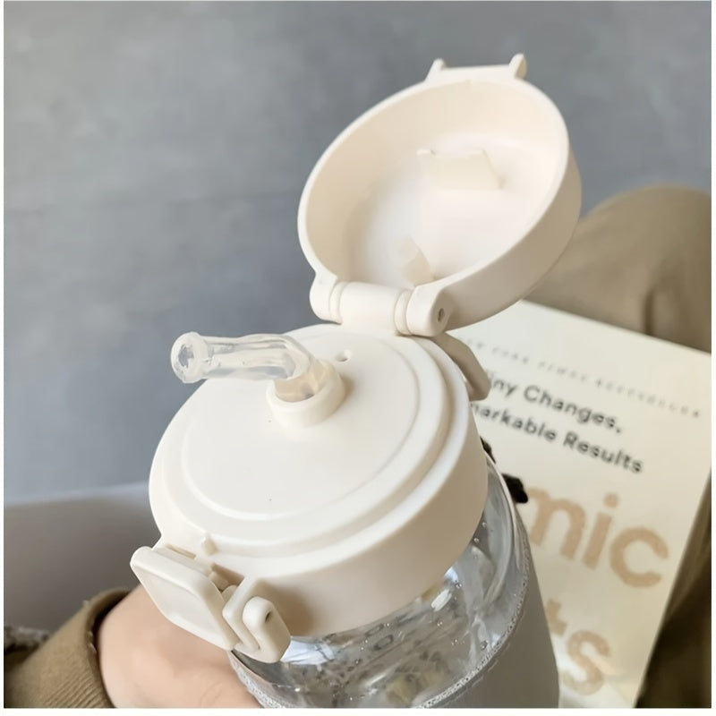 Portable Plastic Water Bottle with Straw High Temperature Resistant for Men and Women