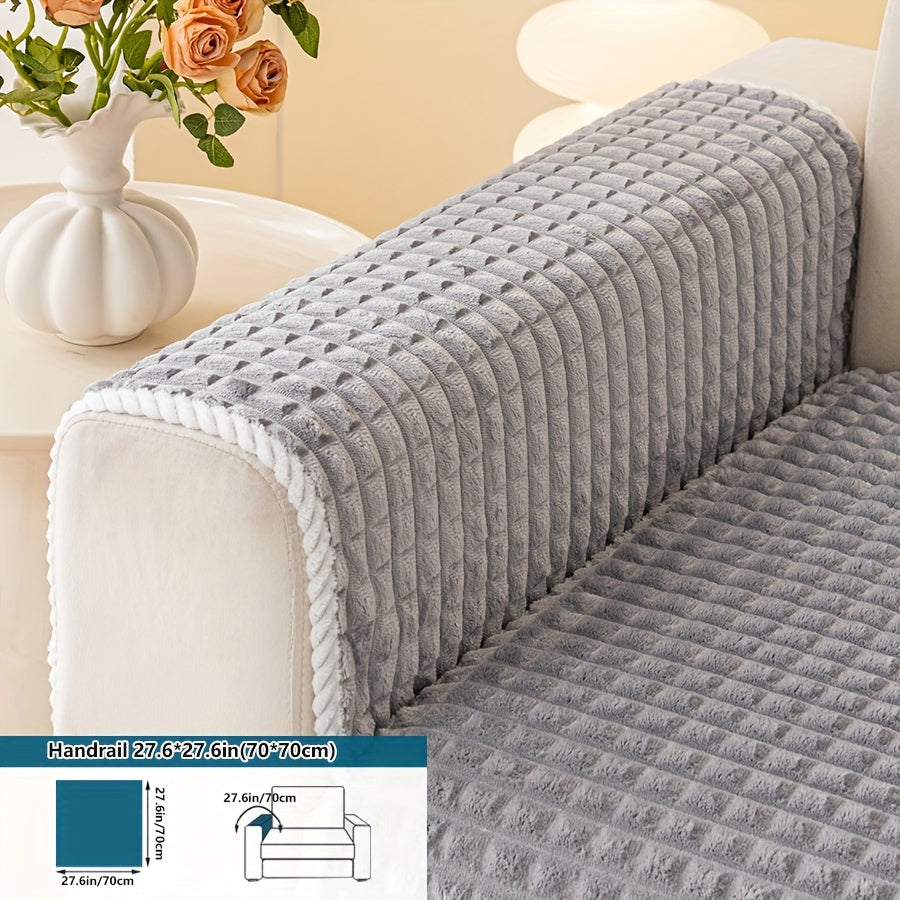 Plaid plush divan qoplamasi, sirpanmas dizayn bilan, hayvonlar uchun va barcha mavsumlar uchun mukammal. Turli xil mebellar uchun mos keladi.