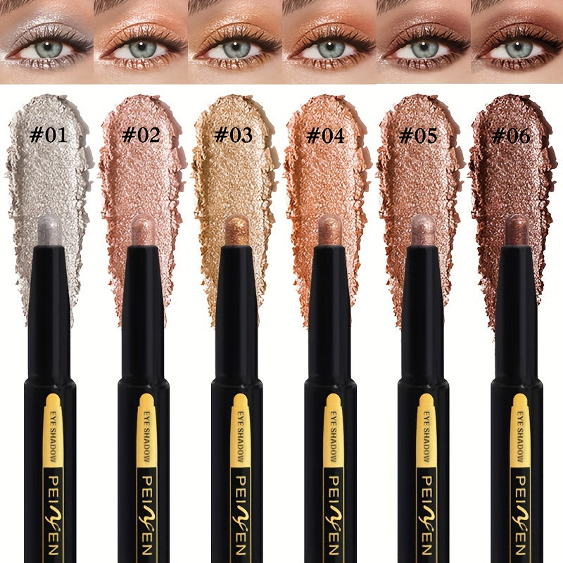 Women Waterproof Metallic and Matte Eyeshadow Pencil Set with 6 Colors