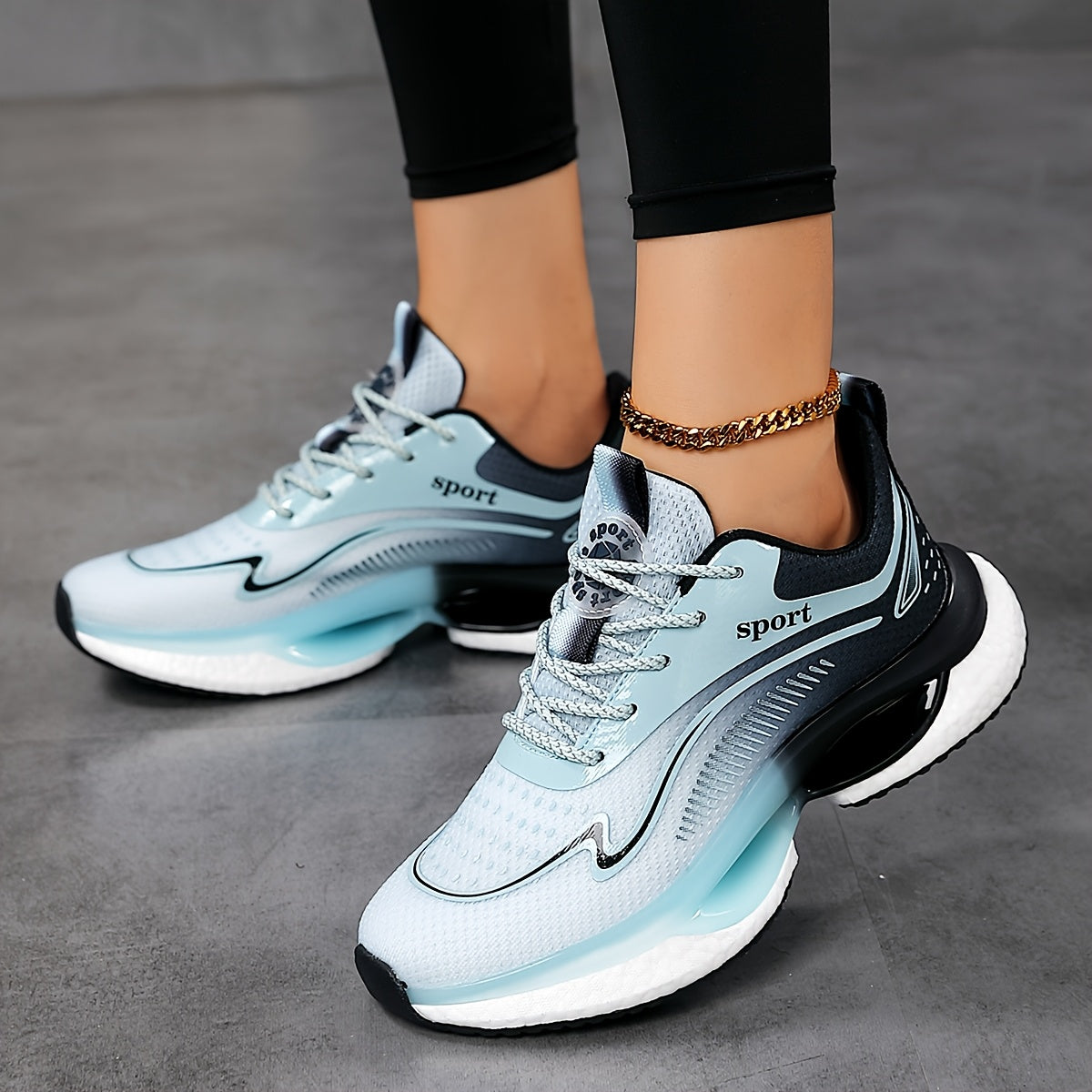 Women's Mesh Athletic Sneakers Lightweight Running Shoes Black White Blue